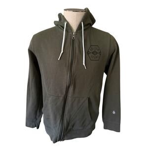 Volcom Green Zipper Front Sweater Hoodie Classic Fit Size Medium